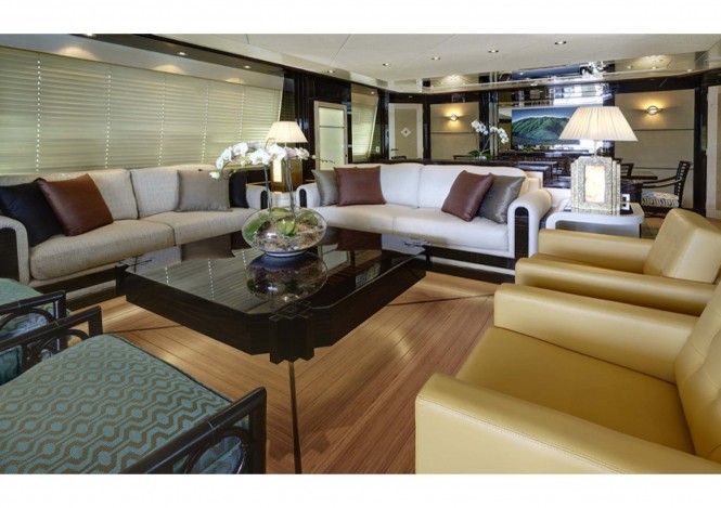 Donald Starkey designed main saloon - Broward expedition yacht Columbus 146