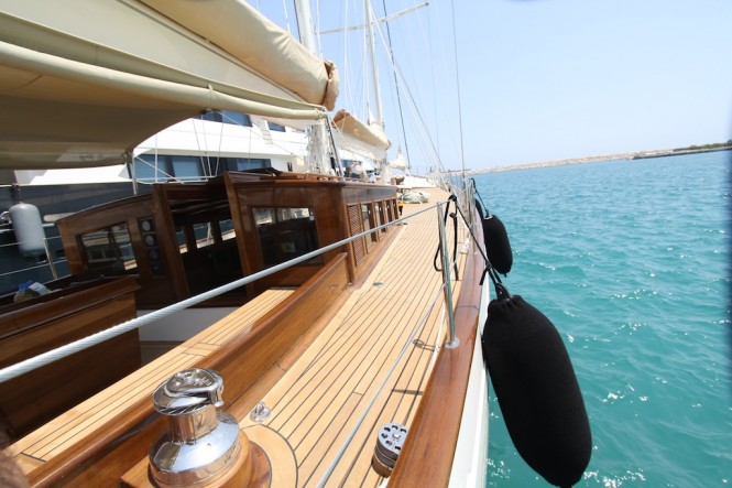 Detail of the 25m Arkin Pruva Argos sailing yacht SHINDELA