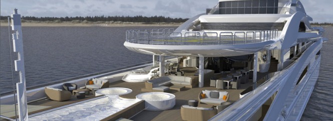 Luxurious exterior on Project 120 superyacht