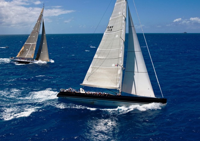 Perini Navi P2 -  Sailing in the Caribbean at a yacht racing regatta
