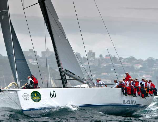Stephen Ainsworth's Loki exiting Sydney Harbour after the start of the 67th Rolex Sydney Hobart Photo K. Arrigo