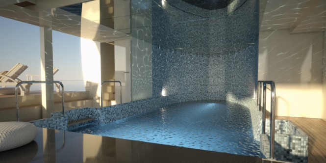 Stunning swimming pool on the luxury yacht Wider 150