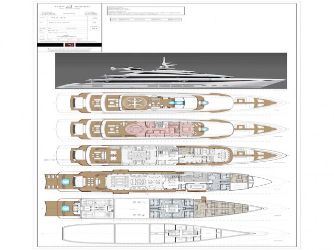 75m Rossi Navi Super Yacht concept by Team 4 Design