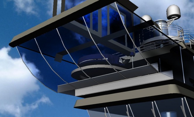 Detail of the Terraced motor yacht