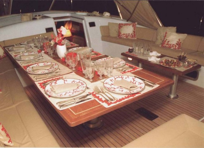 Dining area on board sailing yacht Farewell - a Southern Wind 100 - Photo courtesy of Nauta Yachts