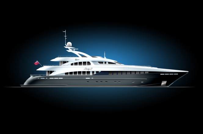 Heesen luxury yacht Lady L - striping plan profile