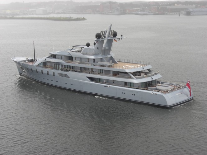 Lurssen mega yacht Pacific in the harbour of Kiel - Photo courtesy of Ferdinand Rogge