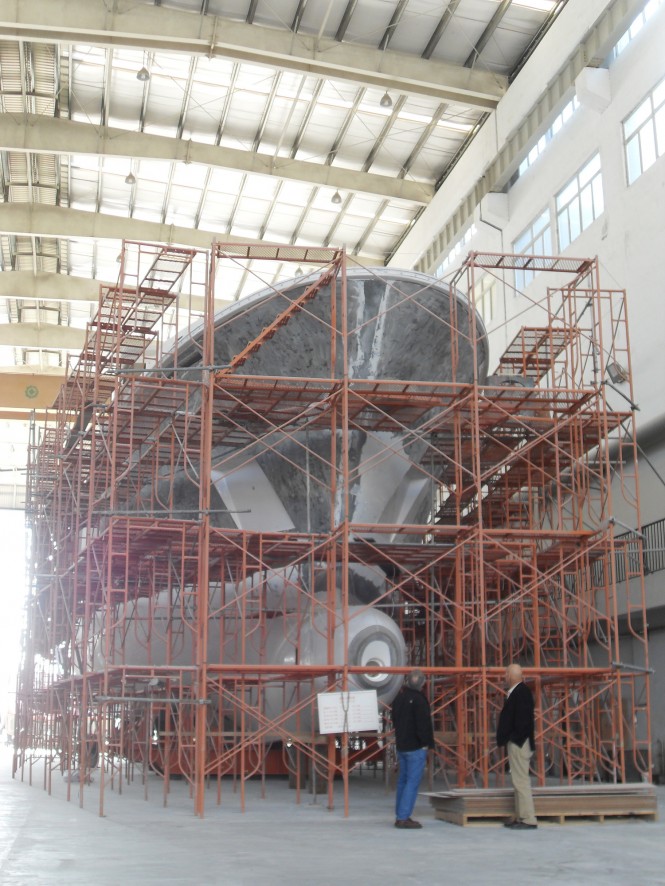 Work continues on the Super Yacht Nordhavn 120