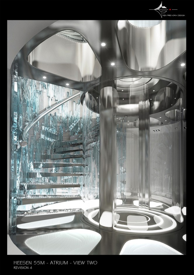 55m Heesen Quinta Essentia Yacht - Atrium - Initial concept for the project by Ken Freivokh