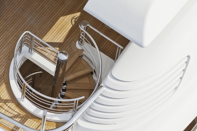 70m motor yacht Numptia exterior detail by Rossinavi