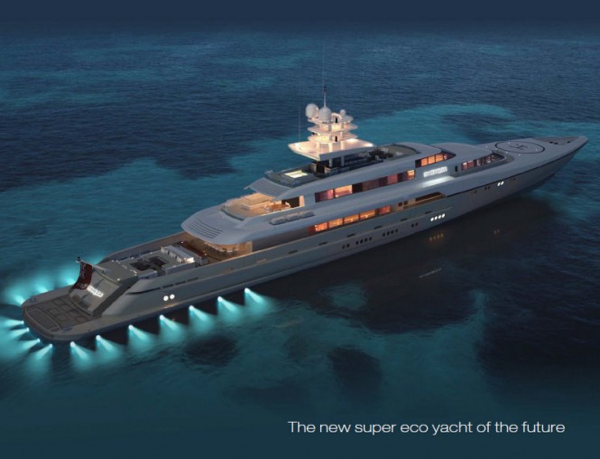 77m luxury motor yacht Smeralda by night