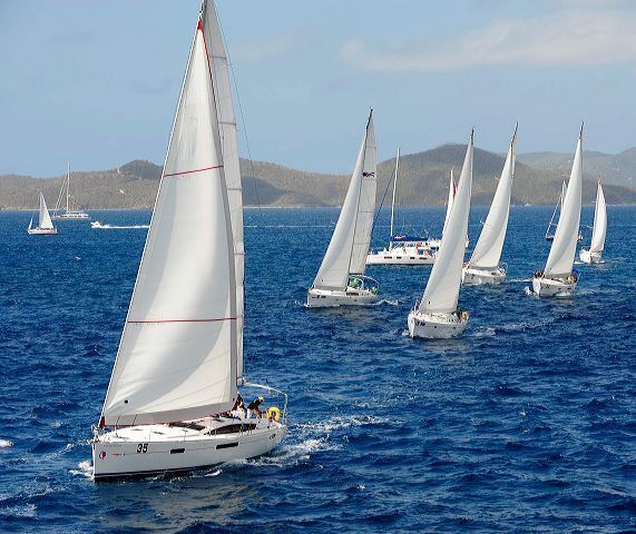 Charter boats race in the 2011 BVI Spring Regatta & Sailing Festival - Sparkling sailing conditions Credit Todd VanSickle - BVI Spring Regatta& Sailing Festival