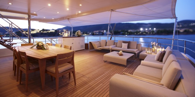 Feadship superyacht Helix by night