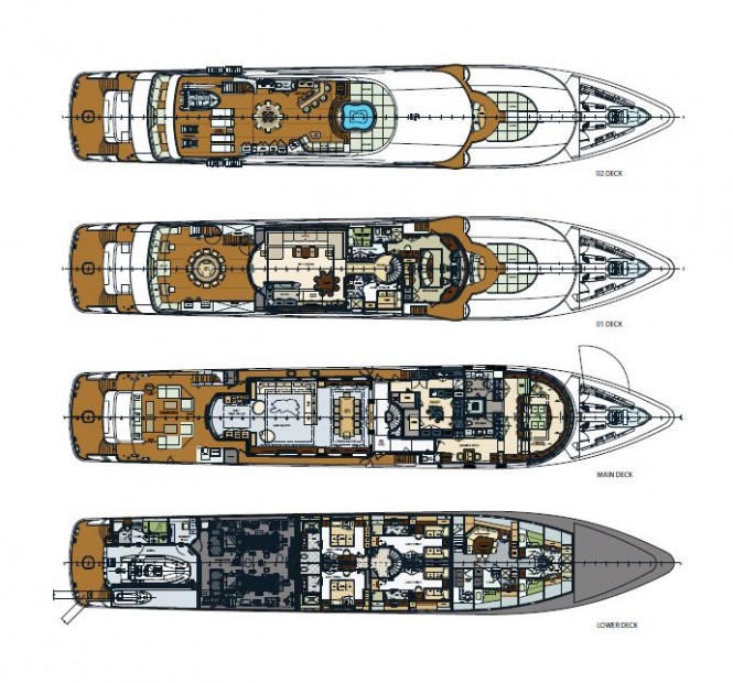 General Arrangement and Layout of superyacht TSUMAT by Trinity Yachts