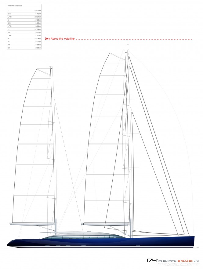 Sail Plan of the 174´ Briand luxury yacht