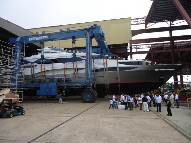 Motor yacht TSUMAT (ex T057) by Trinity Yachts at her Launch Celebration - Photo Credit Trinity Yachts