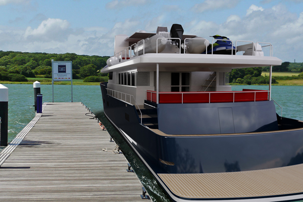 The 27.5m explorer motor yacht Vismara 90 - rear view