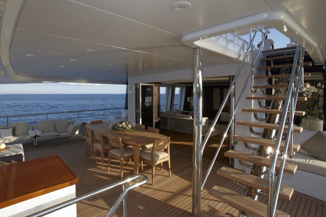 The Helix Superyacht Bridge Deck Aft Stairs