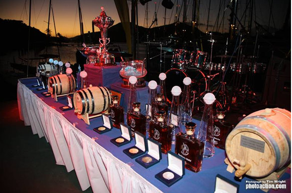 The RORC Caribbean 600 Trophy and an array of trophies, medals and prizes Credit Tim Wright Photoaction