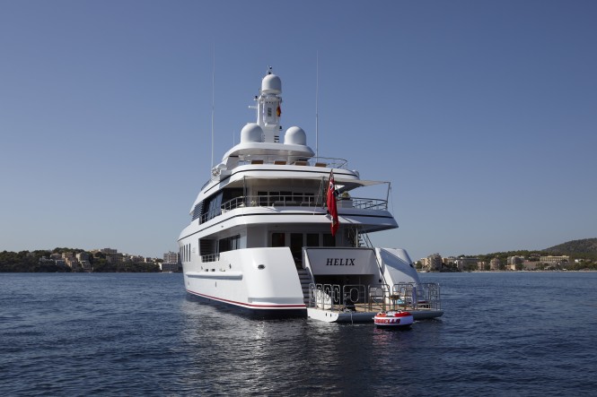 The luxury yacht Helix - rear view