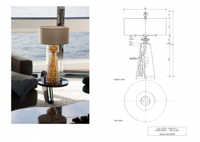 Upper Saloon Table Lamps custom designed by Michela Reverberi - Quinta Essentia Motor Yacht