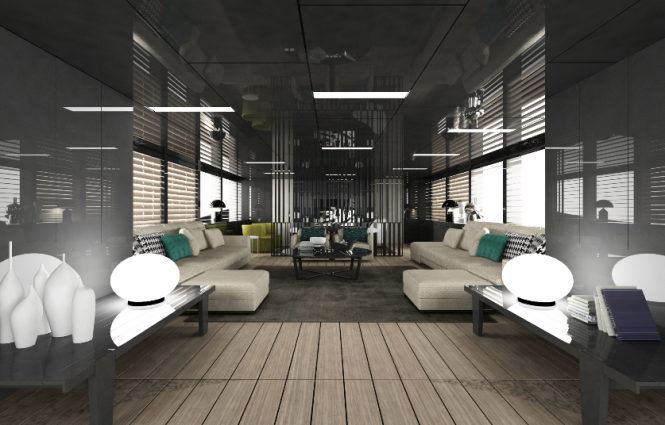 Interior of the Mangusta Oceano 148 superyacht