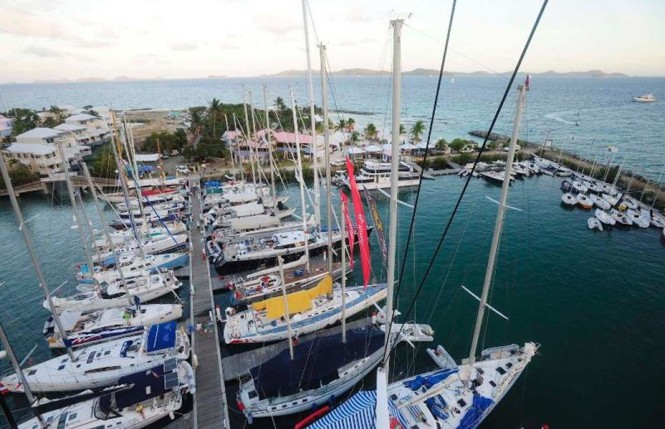 A view from the top of Nanny Cay from the top of Sir Richard Branson's Necker Belle which competed in 2011. Credit Todd VanSickleBVI Spring Regatta & Sailing Festival