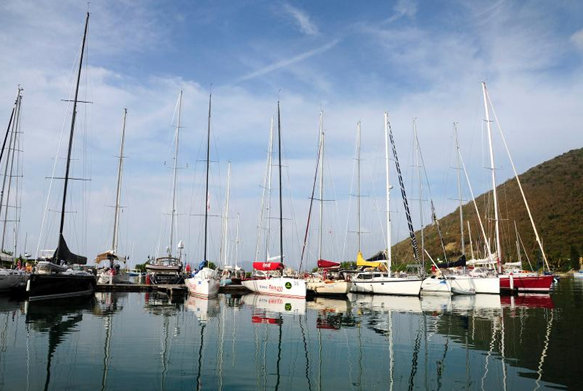 A windless day at Nanny Cay for the first day of racing in the prelude to the BVI Spring Regatta Credit: Todd vanSickle/BVI Spring Regatta & Sailing Festival