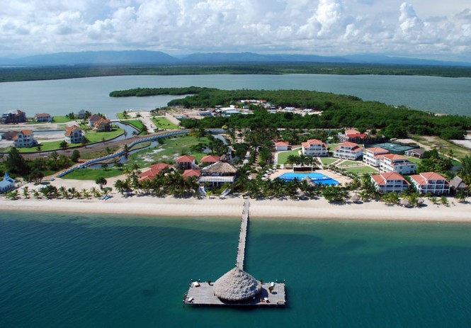 Aerial View of the Placencia Peninsula in a beautiful yacht charter destination - Belize