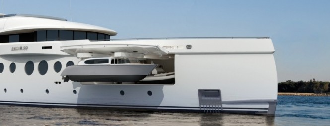 Amels 199 Superyacht Efficient tender garage, separate from guests