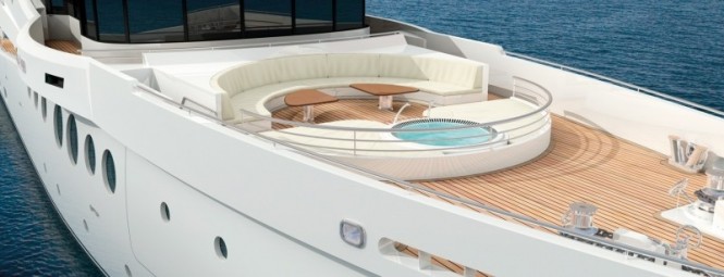 Amels 199 Superyacht Unique foredeck private outdoor lounge and Spa Pool