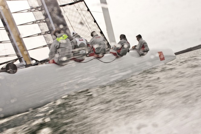 China Team on the sailing yacht AC45 Credit G. Martin-Raget