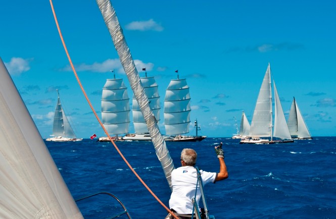 From the 38m charter yacht P2 shot at the St Barths Bucket Regatta