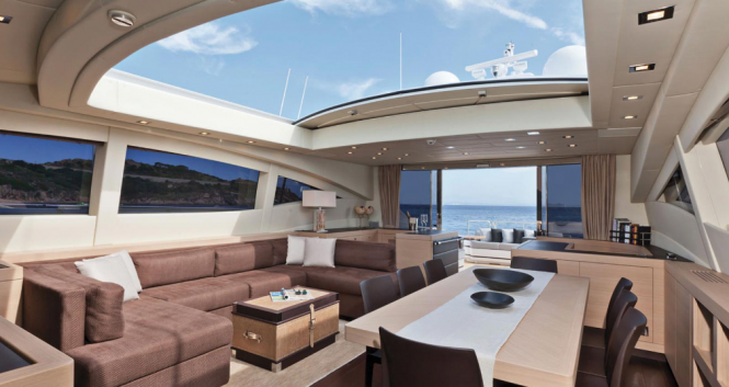 Interior of the new Mangusta 92 Yacht