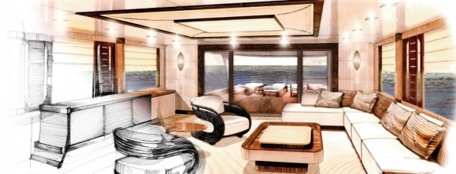 Megayacht Amels 199 Bridge Deck Saloon surrounded by glass