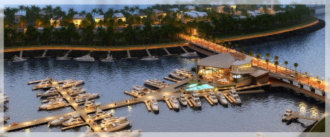 New Ocean Reef Islands Marina after sunset