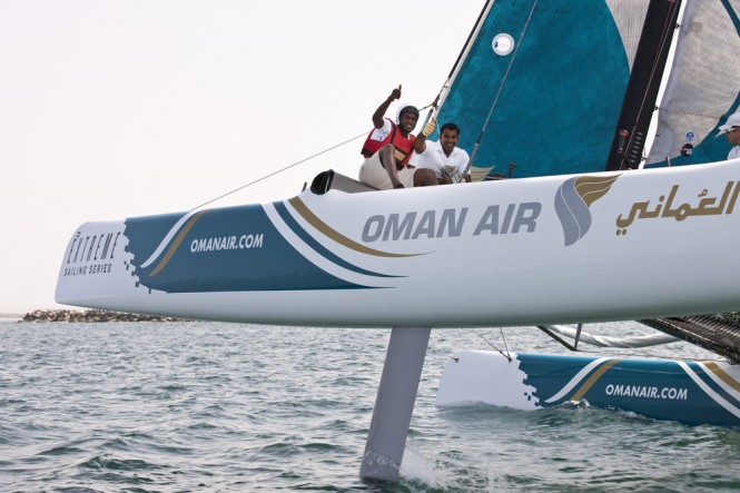 Omani footballer, Saad al-Mukhaini enjoying the ride on Oman Air on day 3 - Credi Lloyds Images