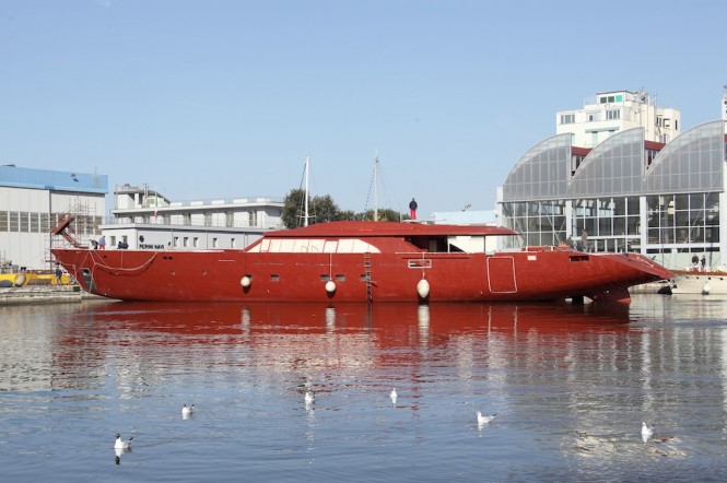 Sailing Yacht C.2193 - Perini Navi 60m arrival to Viareggio - Photo courtesy of Perini Navi