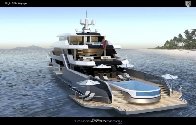 Superyacht Voyager 170' by Bilgin Yachts and Tony Castro - aft view