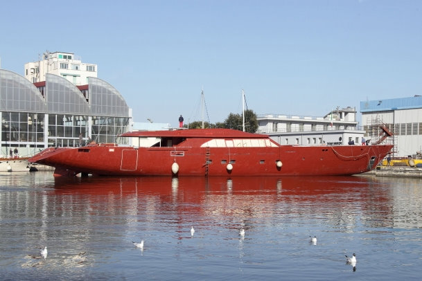 The first 60m sailing yacht Hull C.2193 by Perini Navi in Viareggio, Italy