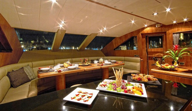 Enjoy a lovely breakfast aboard luxury yacht ANNABEL II