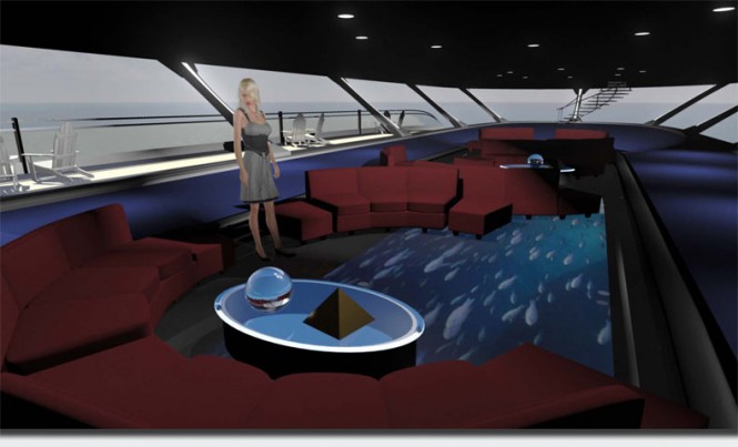 Interior with partial glass bottom floor