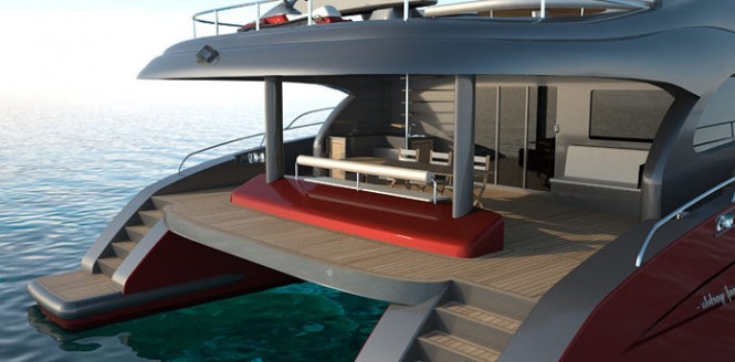 Luxurious exterior aboard the 60 Sunreef Power Yacht