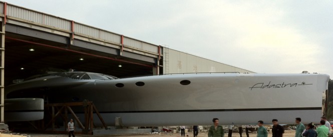 Luxury Trimaran Adastra leaving McConaghy yard for sea trials