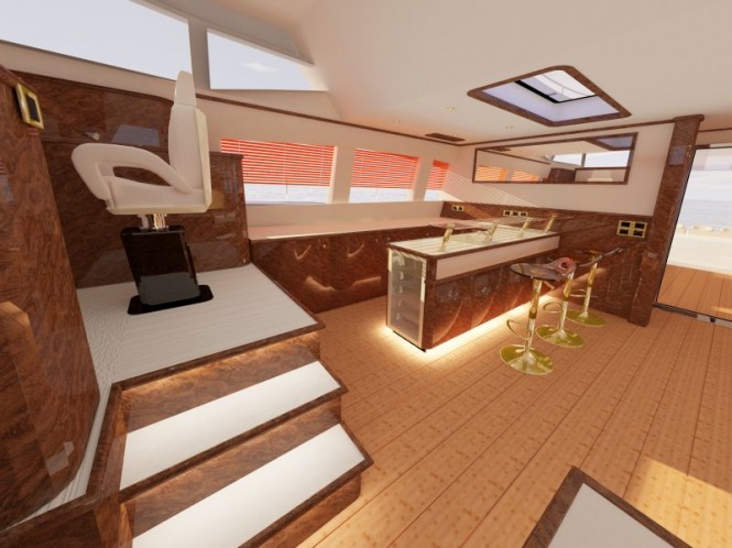 Luxury yacht Sunreef 82 helm station