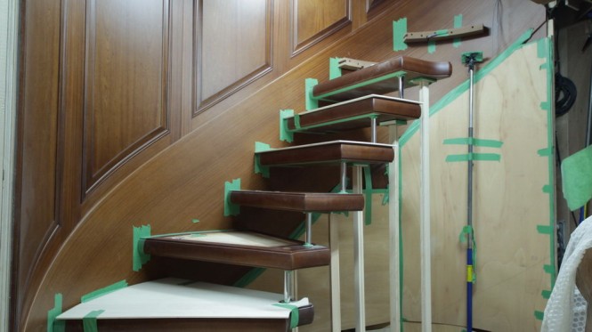 Stairwell under construction - Bilgin 160 Classic superyacht