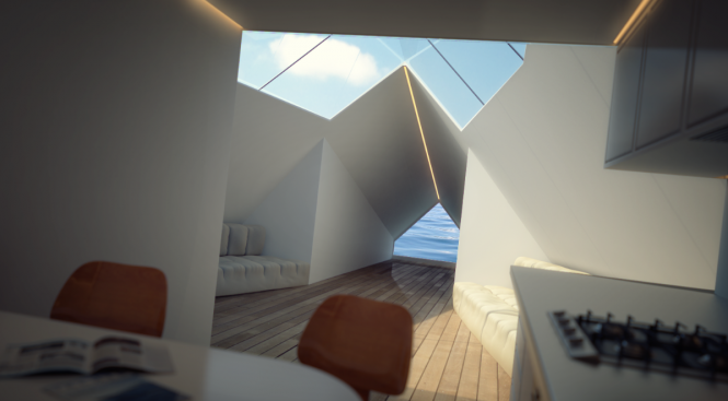 Striking interior of the motor yacht Archimedean by Innovation Imperative