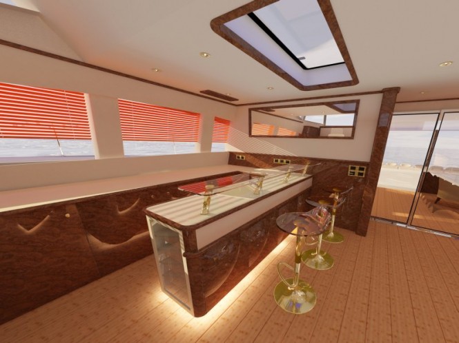 Superyacht Sunreef 82 bar in saloon