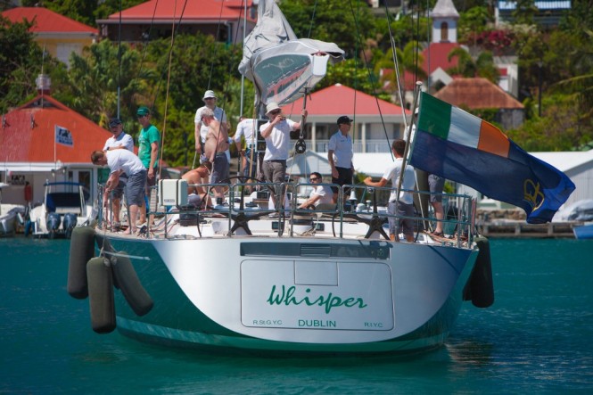 Whisper heads out to practice for Les Voiles de Saint Barth © Christophe Jouany  Les Voiles de St. Barth