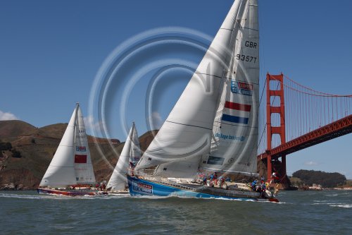 the ten powerful fleet racing in the Clipper Round the World Yacht Race in San Francisco Bay